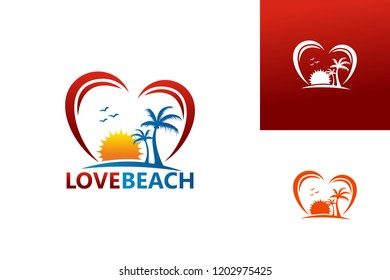 Love Beach Logo Template Design Vector, Emblem, Design Concept, Creative Symbol, Icon