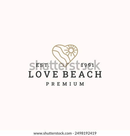 Love beach logo vector icon illustration hipster vintage retro