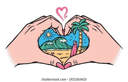 Love The Beach Vector Illustration