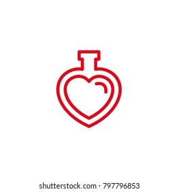 Love with beaker or poison Icon. Simple Heart Illustration Line Style Logo Template Design. 