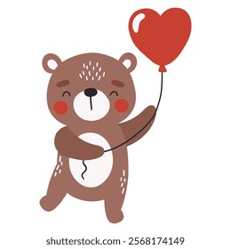 Love bear animal isolated, valentines animal, kids illustration