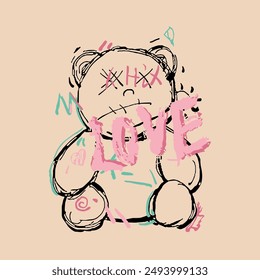 Love Bear Graphic Tees Design for tshirt print