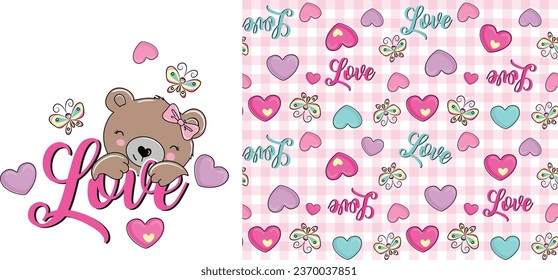 love bear graphic tees for girl sleepwear