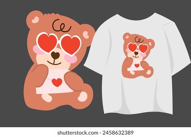 love bear. Graphic t-shirt design, love slogan with cute bear toy ,vector illustration for t-shirt.