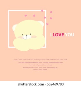 love bear happy valentine's day pink background wallpaper card