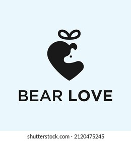 love bear logo design vector silhouette illustration