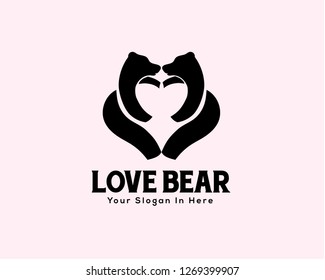 Love bear or panda heart logo design inspiration