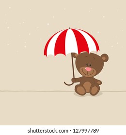 Love bear with red umbrella