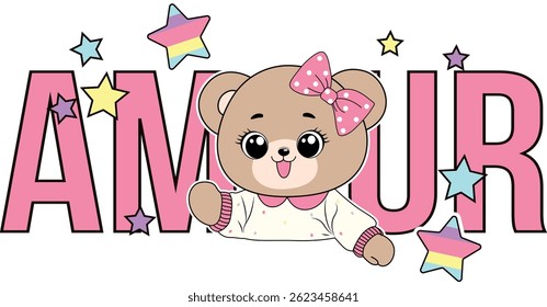 love bear star magic cute girl