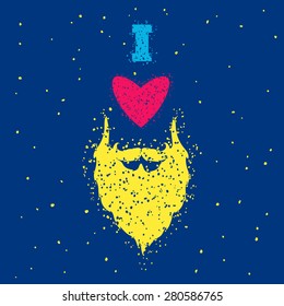 i love Beards with grunge texture design Vector illustration