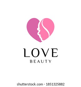 Love beauty face salon logo icon