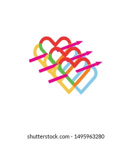 love beauty logo vector colorful design with arrow