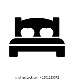 love bed glyph flat vector icon