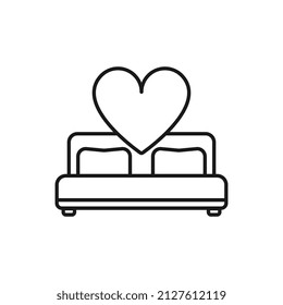Love bed with heart icon vector illustration.