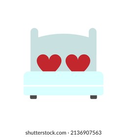 Amo cama con ilustración vectorial de icono cardíaco.
