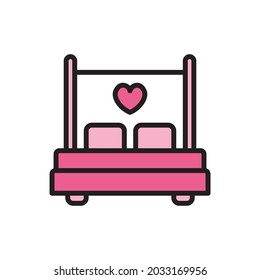 Love Bed Icon Vector Illustration