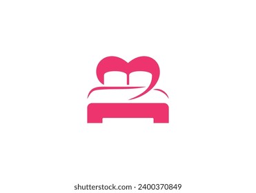 love bed with pillow logo, bedroom design concept