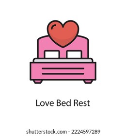 Love Bed Rest Vector Filled Outline Icon Design illustration. Love Symbol on White background EPS 10 File