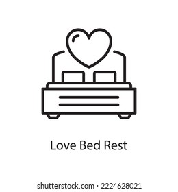 Love Bed Rest Vector Outline Icon Design illustration. Love Symbol on White background EPS 10 File