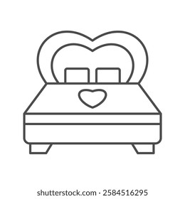 Love Bed thinline icon, vector, pixel perfect, illustrator file