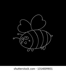Love bee icon - linear style icon vector white