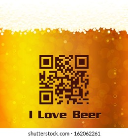 I Love Beer background with QR Code. Gradient mesh
