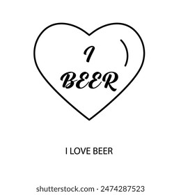 i love beer concept line icon. Simple element illustration. i love beer concept outline symbol design.