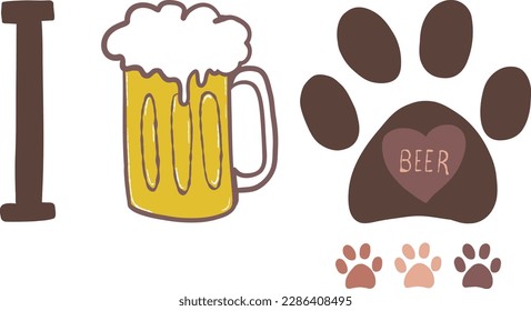 Me encanta la ilustración de la huella de la cerveza y el perro