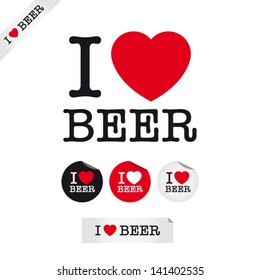 Ich liebe Bier, Schriftart mit Zeichen, Aufkleber und Tags. Ideal für Print-Poster, Karte, Hemd, Becher.