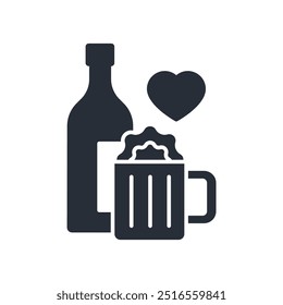 i love beer icon. vector.Editable stroke.linear style sign for use web design,logo.Symbol illustration.