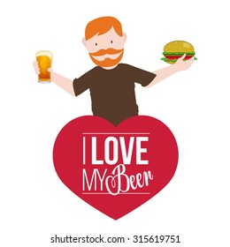 love for beer illustration over white color background