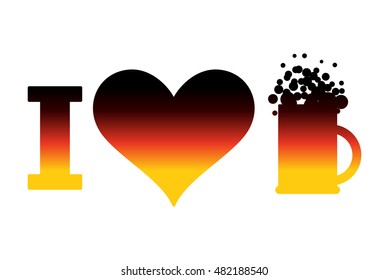 I love beer logo for Oktoberfest. German flag. Sign for national holiday in Germany