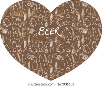I Love Beer - various beer icons arranged in heart shape