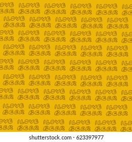 I love beer. Vector background. Pattern.