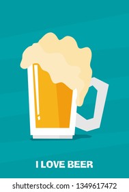 I love beer. Vector illustration. Flat design style
