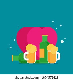 Me encanta la cerveza. Ilustración vectorial. Estilo de diseño plano
