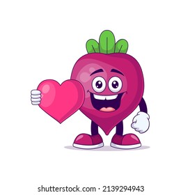 With love beetroot cartoon mascot character vector illustration design