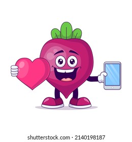 With love beetroot cartoon mascot character vector illustration design