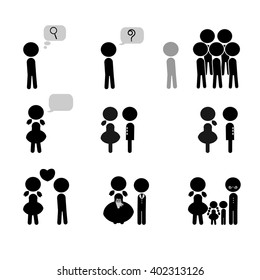 love from beginning to end - little story (singles, couple, family in different life situations - figure set)