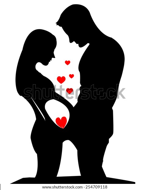 Love Beginning Family Silhouettes Vector Symbols Stock Vector (royalty 