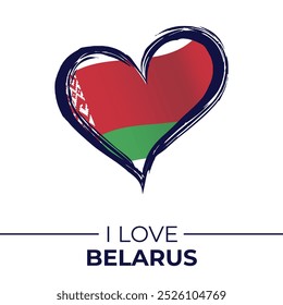 I Love Belarus Banner with Flag in Heart. United Kingdom love Emblem Isolated on White Background. Vector, Illustration, Isolated, Love, Background.