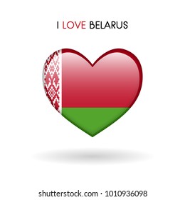 Love Belarus symbol. Flag Heart Glossy icon on a white background isolated vector illustration eps10