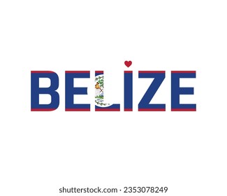 I love Belize, Belize Independence day, Love Belize, Belize, Love, 21 September, 21st September, Independence Day, National Day, Vector Design, National Flag, Typographic Design Typography Heart Icon