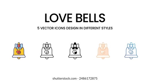 LOVE BELLS icons set vector illustration. vector stock