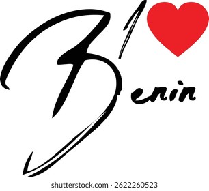 J'Aime Bénin Nom Country En Grunge Typographie De Texte