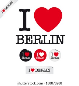 i love Berlin, font type with signs, stickers and tags