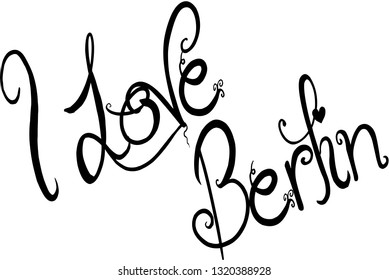 I Love Berlin text sign illustration on white background