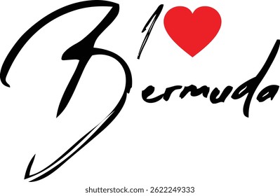 I Love Bermuda Nom Country En Grunge Typographie De Texte