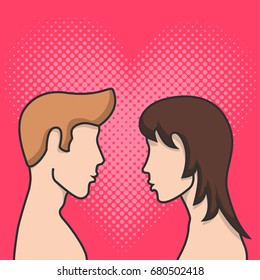 Love between a guy and a girl, a romantic date for a couple, young people's acquaintance