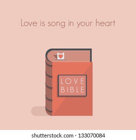 Love Bible with red heart bookmark.Concept for love commandments, quotes.You can add any love text you want.